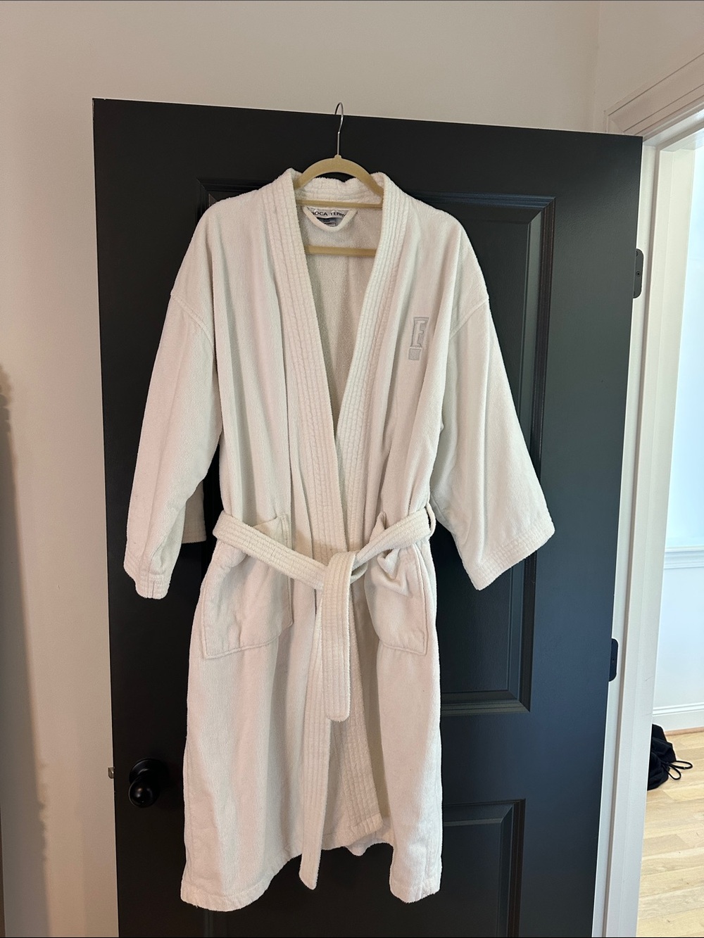 White Cotton Bathrobe with Belt